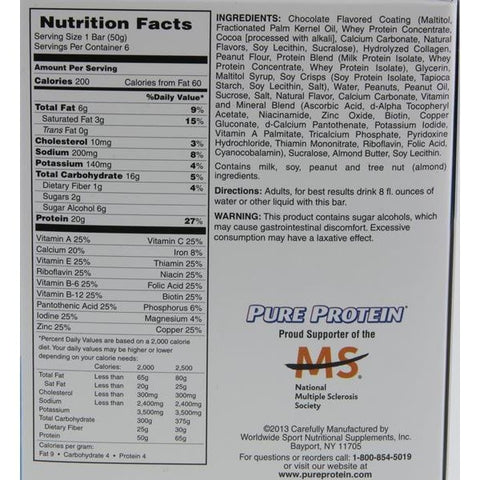 Pure Protein Bar Chocolate Peanut Butter 6 Count - 10.58 Ounce