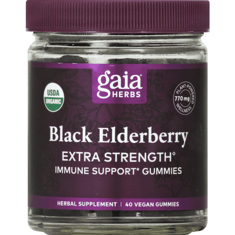 Gaia Black Elderberry, Extra Strength, Gummies - 40 Count