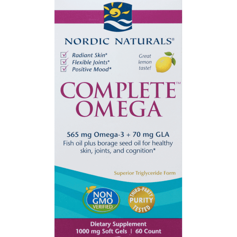 Nordic Naturals Complete Omega, 1000 Mg, Lemon, Softgels - 60 Count