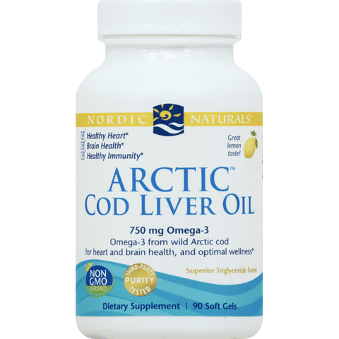 Nordic Naturals Arctic Cod Liver Oil, Soft Gels, Lemon Flavor - 90 Count