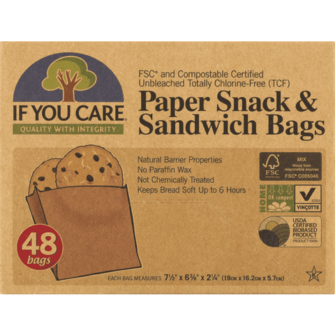 If You Care Paper Snack & Sandwich Bags - 48 Each