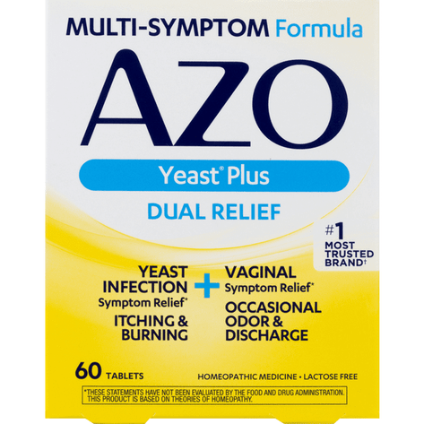 AZO Yeast Plus Multi-Benefit Homeopathic Medicine Tablets - 60 Count