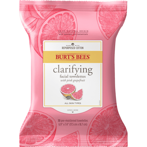 Burt's Bees Pink Grapefruit Facial Cleansing Towelettes - 30 Each