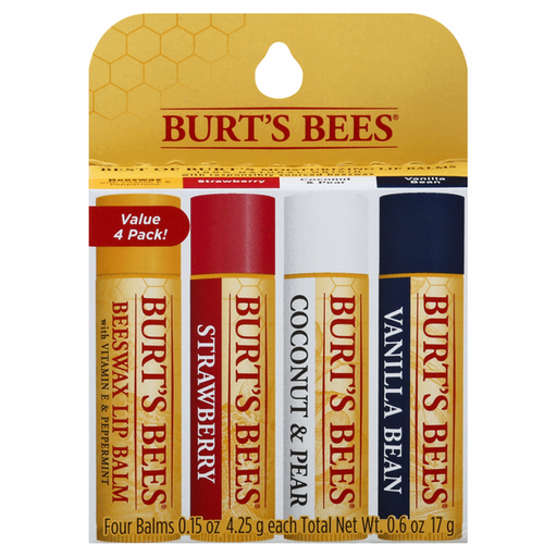 Burt's Bees Lip Balm, Value Pack 4Ct - 0.15 Ounce