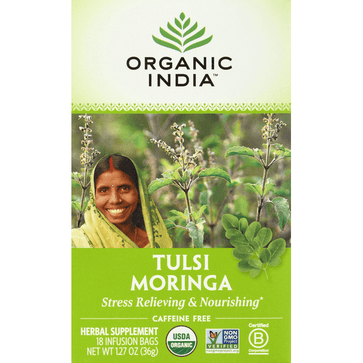 Organic India Herbal Supplement, Tulsi Moringa, Caffeine Free, Infusion Bags - 18 Each