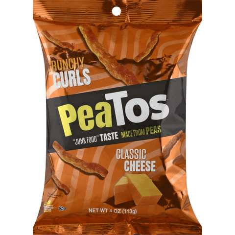 PeaTos Crunchy Curls, Classic Cheese - 4 Ounce