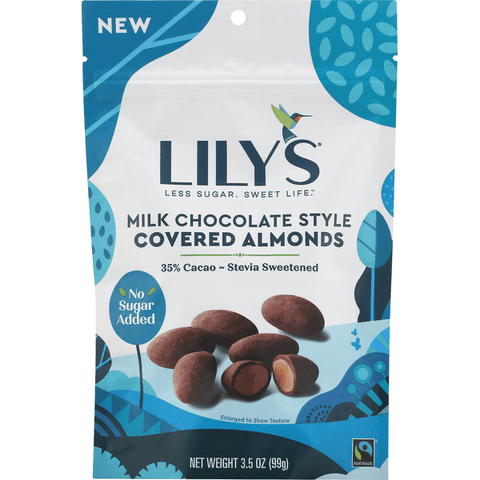 Lily's Milk Chocolate Covered Almonds, No Sugar Added, 35% Cacao - 3.5 Ounce