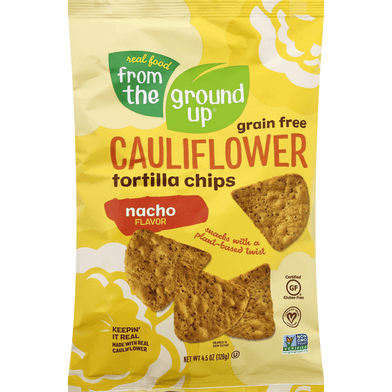 From The Ground Up Nacho Flavored Cauliflower Tortilla Chips - 4.5 Ounce
