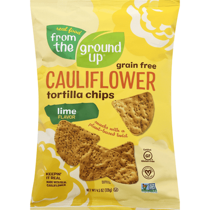 From The Ground Up Lime Flavored Cauliflower Tortilla Chips - 4.5 Ounce