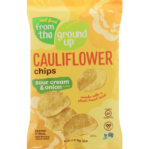 From the Ground Up Cauliflower Chips, Sour Cream & Onion Flavor - 3.5 Ounce
