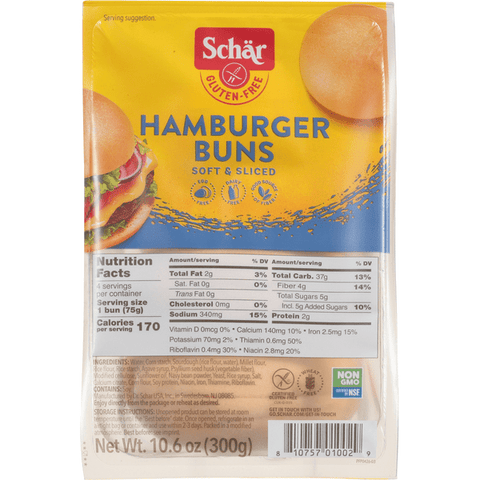 Schar Hamburger Buns, Gluten Free - 4 Count