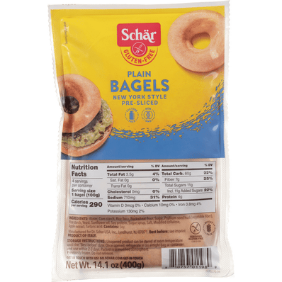 Dr Schar Plain Bagel Gluten Free 4 Count - 14.1 Ounce