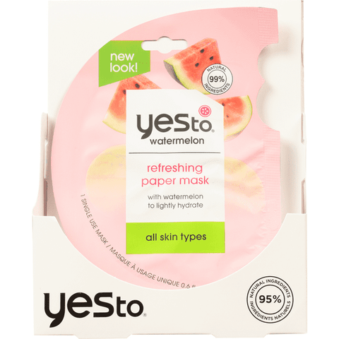 Yes To Watermelon Refreshing Paper Mask - 0.6 Ounce