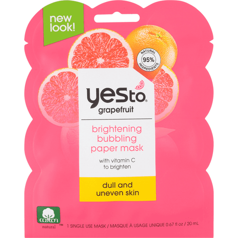 Yes To Grapefruit Brightening Bubbling Paper Mask - 0.67 Ounce