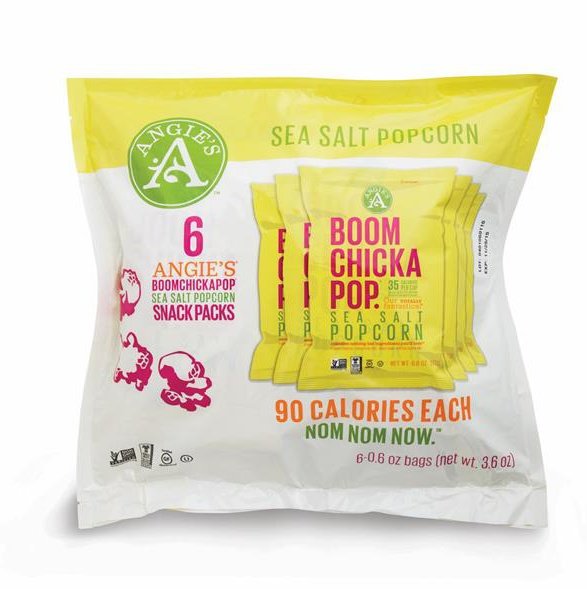 Angie's Boomchickapop Sea Salt Popcorn Snack Packs 6 - .6 oz Bags - 3.6 Ounce