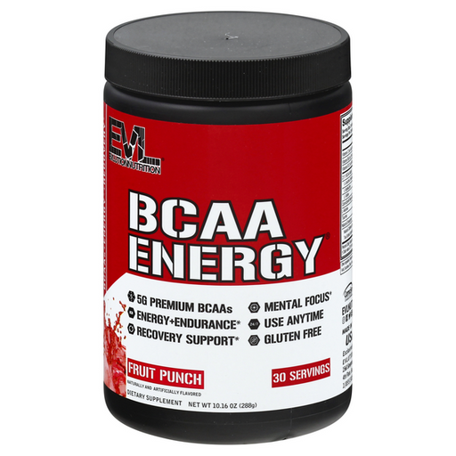 Evlution Nutrition BCAA Energy Powder, Fruit Punch - 10.16 Ounce