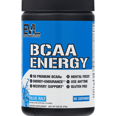 Evlution Nutrition BCAA Energy Powder, Blue Raz - 9.52 Ounce