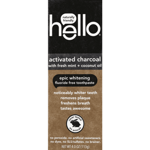 Hello Charcoal Fluoride Free Whitening Toothpaste - 4.2 Ounce