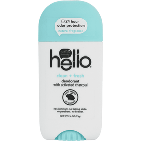 Hello Deodorant With Activated Charcoal, Fresh + Clean - 2.6 Ounce