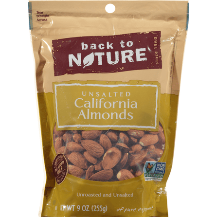 Back to Nature Unsalted California Almonds - 9 Ounce