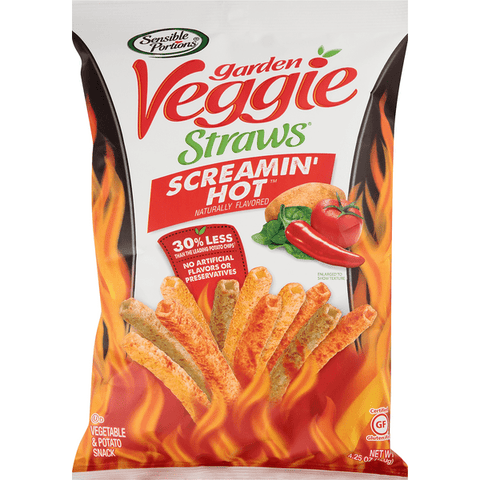 Sensible Portions Garden Veggie Straws Screamin' Hot Vegetable & Potato Snack - 4.25 Ounce