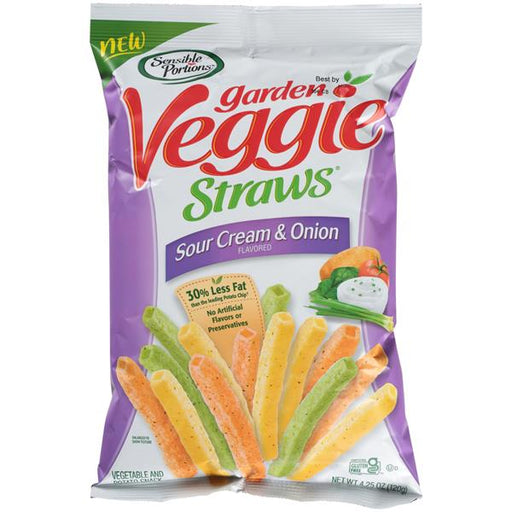 Sensible Portions Gargen Veggie Straws, Sour Cream & Onion - 4.25 Ounce
