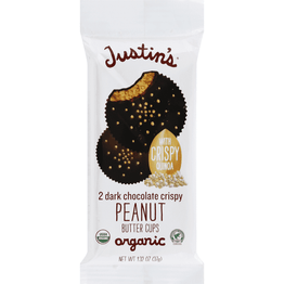 Justins Peanut Butter Cups, Organic, Dark Chocolate Crispy - 1.32 Ounce