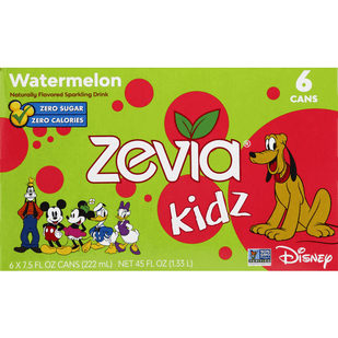 Zevia Kidz Watermelon Sparkling Drink, Disney, 6 Count - 7.5 Ounce