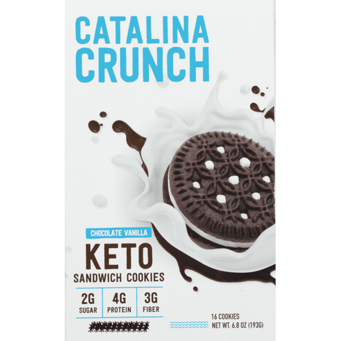 Catalina Crunch Chocolate Vanilla Keto Sandwich Cookie 16 Count - 6.8 Ounce