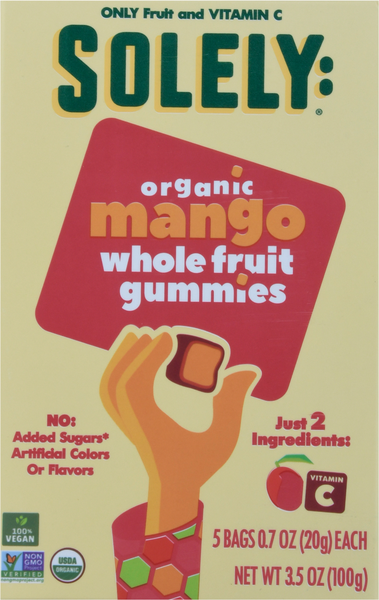 Solely Whole Fruit Gummies, Organic, Mango 5-.7oz. - 3.5 Ounce