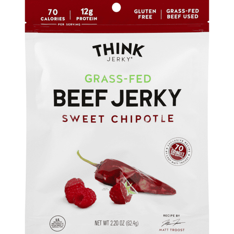 Think Jerky Grass-Fed Beef Jerky, Sweet Chipotle - 2.2 Ounce