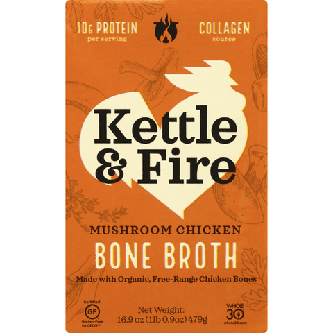 Kettle & Fire Mushroom Chicken Bone Broth - 16.2 Ounce