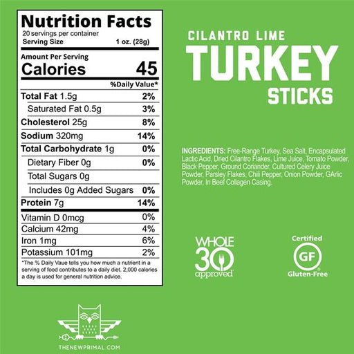 New Primal Cilantro Lime Meat Stick Free-Range Turkey

 - 1 Ounce