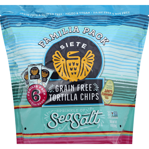 Siete Tortilla Chips, Grain Free, Sea Salt, Familia Pack 6-1 oz Bags - 6 Ounce