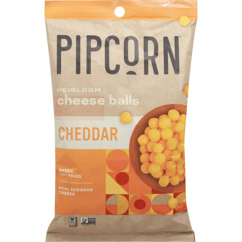 Pipcorn Cheese Balls, Cheddar - 4.5 Ounce