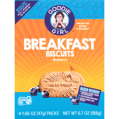 Goodie Girl Gluten Free Breakfast Biscuits, Blueberry 4-1.66 oz Packs - 6.7 Ounce