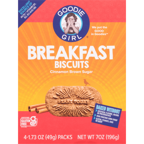 Goodie Girl Gluten Free Breakfast Biscuits Cinnamon Brown Sugar 4-1.73 oz Packs - 7 Ounce