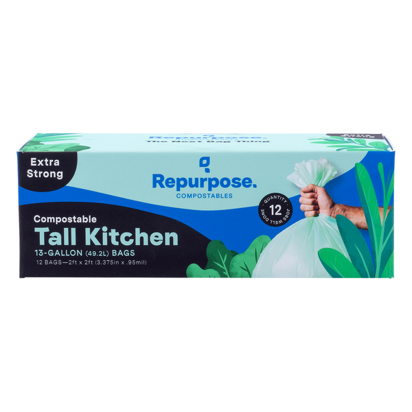 Repurpose Tall Kitchen Bags, Extra Strong, 13 Gallon - 12 Count