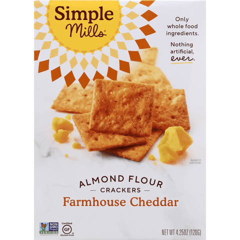 Simple Mills Farmhouse Cheddar Almond Flour Crackers - 4.25 Ounce