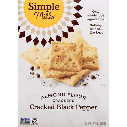 Simple Mills Cracked Black Pepper Almond Flour Crackers - 4.25 Ounce