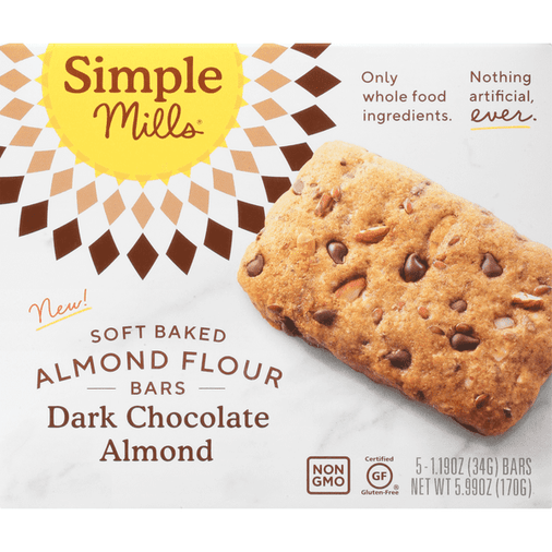 Simple Mills Soft Baked, Almond Flour, Dark Chocolate Almond Bars - 5.99 Ounce