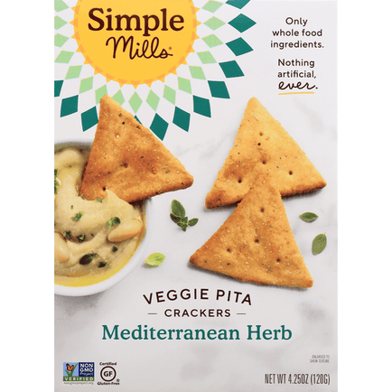 Simple Mills Mediterranean Herb  Veggie Pita Crackers - 4.25 Ounce