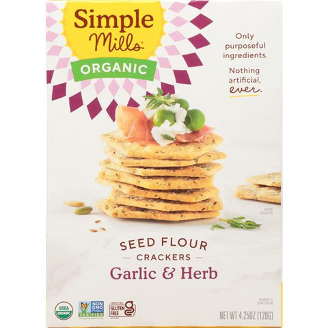 Simple Mills Organic Garlic & Herb Seed Flour Crackers - 4.25 Ounce