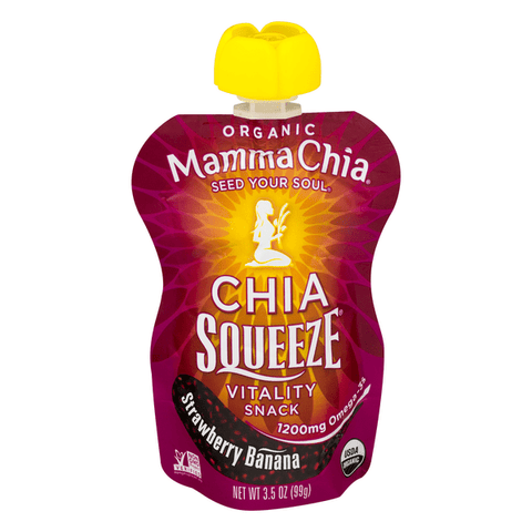 Mamma Chia Mamma Chia Organic Chia Squeeze Vitality Snack Pouch Strawberry Banana - 3.5 Ounce
