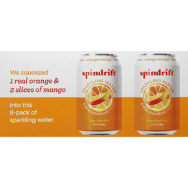 Spindrift Orange Mango Sparkling Water 8 Count - 12 Ounce