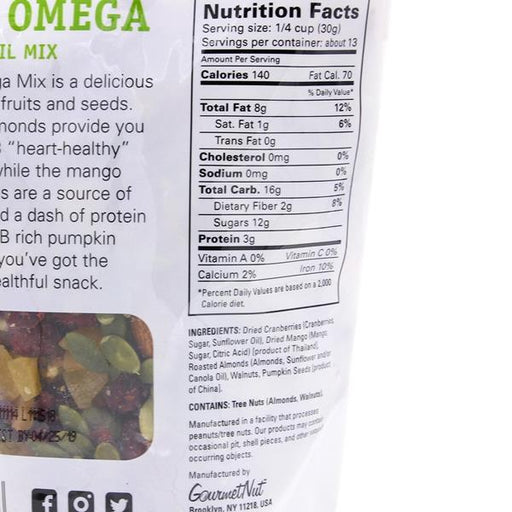 Gourmet Nut Power Up Mega Omega Trail Mix - 14 Ounce