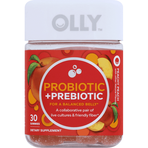 Olly Probiotic + Prebiotic Peachy Peach Gummies - 30 Count