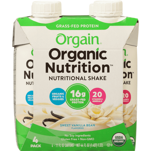Orgain Nutritional Shake, Sweet Vanilla Bean Flavored - 4 Each