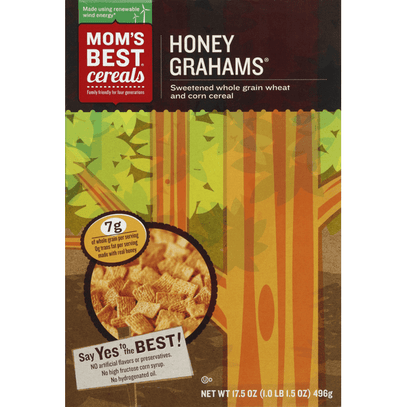 Mom's Best Cereals Honey Grahams, Family Size - 17.5 Ounce