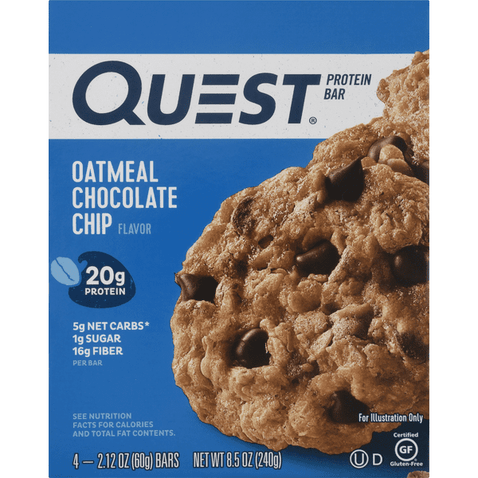 Quest Oatmeal Chocolate Chip Bar 4 Count - 2.12 Ounce